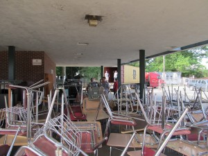 Desks, seating, tables and other surplus Greenfield High furnishings filled five tractor trailers for students in Zambia.
